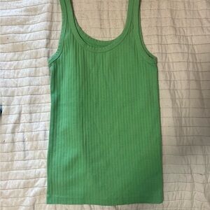 aerie Bright Green Ribbed Scoop Tank
